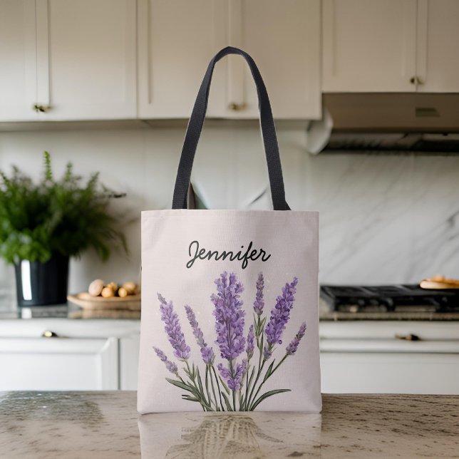 Custom Floral Lavender Tote Bag Gift for Mum Bride (custom bag for women, teacher gift bag, bridesmaid tote, bachelorette party bag, bridesmaid proposal)