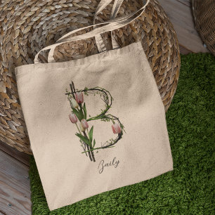Custom Floral Letter 'B' – Personalised Gift Tote Bag