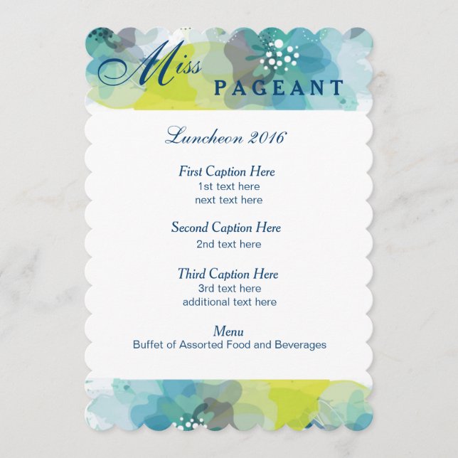 Custom Floral Luncheon Program Card (Front)