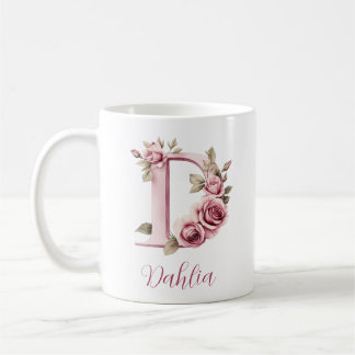 Custom Floral Monogram D Coffee Mug