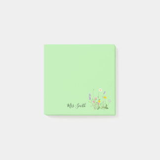 Custom Floral Monogram Mint Post-it Notes