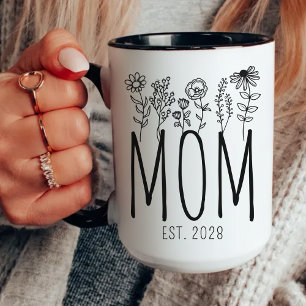Custom Floral Mummy Mug, Birthday Gift for Mum Mug