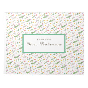 Custom Floral   Name Elegant Wildflower Writing  Notepad
