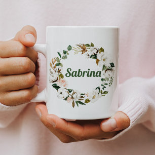 Custom Floral Name Mug   Gifts for Bridesmaids