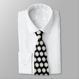 Custom floral neck tie with daisy flower pattern