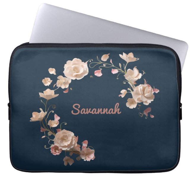 Custom Floral Neoprene Laptop Sleeve (Front)