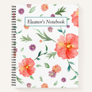 Custom Floral Notebook for Mom or Teacher Gifts