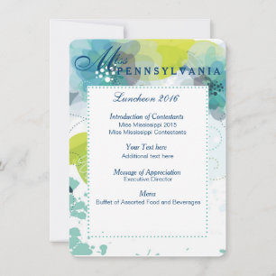 Custom Floral Pageant Luncheon Program Card