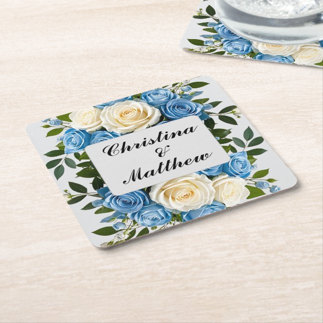 Custom Floral Paper Coaster for Weddings (Angled)