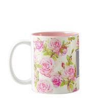 Custom Floral Pattern Old Rose Monogram Mug
