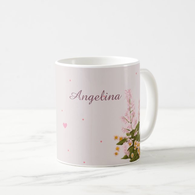 Custom Floral Personalised Name Mug (Front Right)
