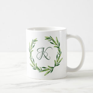 Custom Floral Personalized Monogram Initial Mug