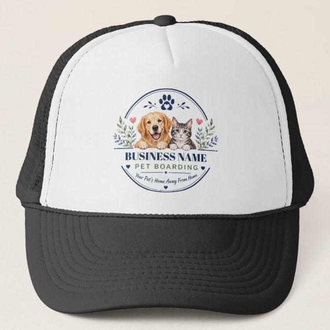 Custom Floral Pet Boarding Trucker Hat  (Front)