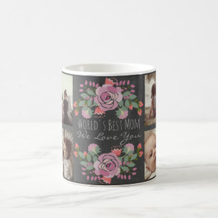 Custom floral photo blackboard and text coffee mug