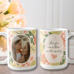 Custom Floral Photo Mug – Editable Message 