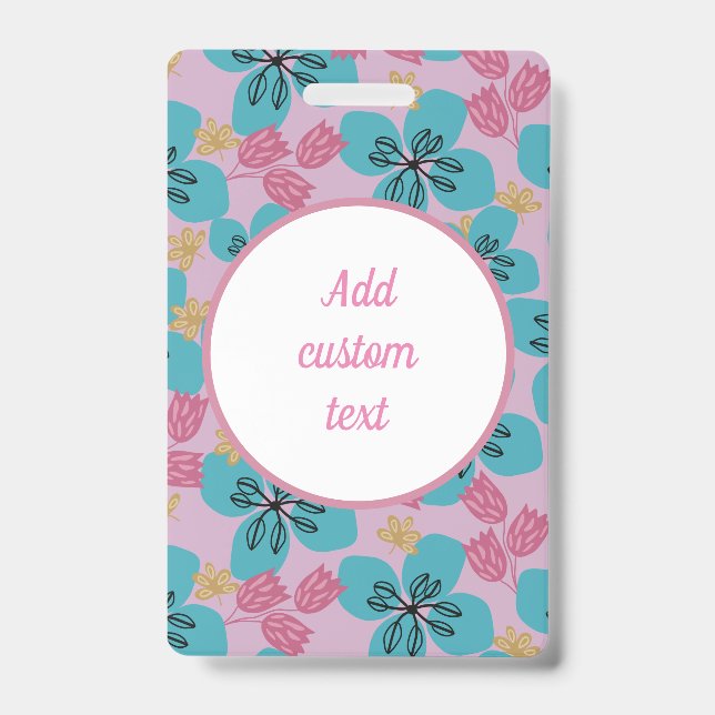 Custom floral pink  name mother ID badge (Front)