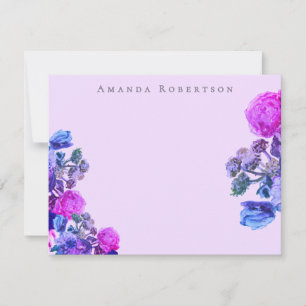 Custom Floral Pink Purple Blue Watercolor Bouquet Card