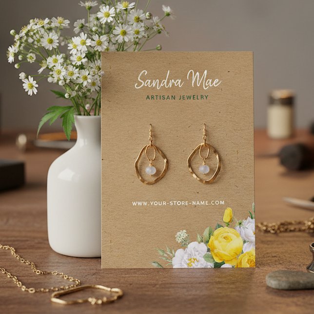 Custom Floral Roses Gold Art Jewellery Display Car Business Card (Creator Uploaded)