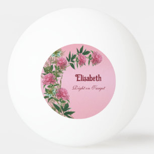 Custom floral rustic peony themed personalised ping pong ball