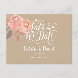 Custom Floral  Save The Date Announcement Postcard