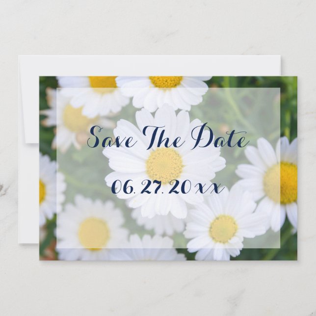 Custom Floral Save The Date Cards Daisy (Front)