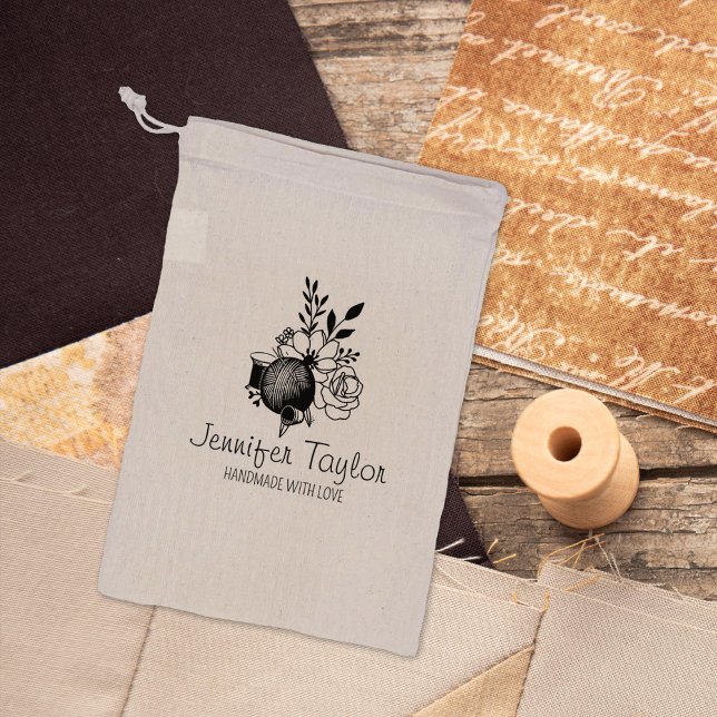 Custom Floral Sewing, Handmade Business Large  Rubber Stamp (Creator Uploaded)