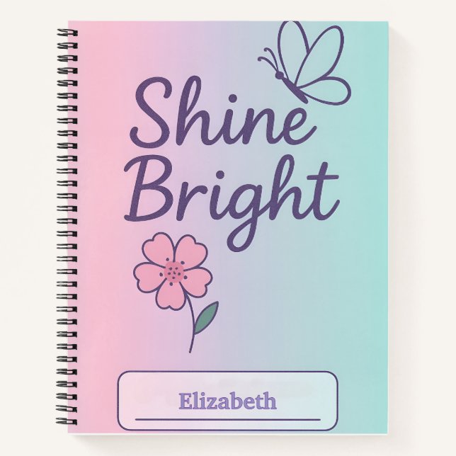 Custom Floral Shine Bright Notebook for Girls (Front)