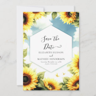 Custom Floral Sunflower Wedding Save The Date