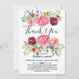 Custom Floral Sympathy Thank You Card