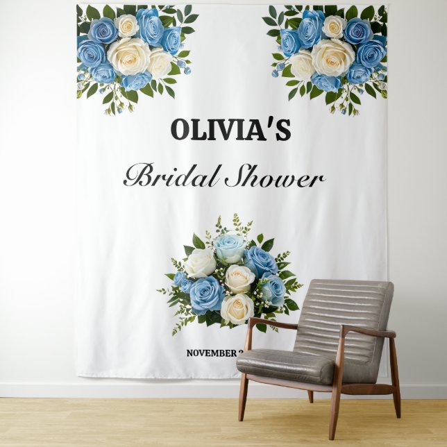 Custom Floral Tapestry for Bridal Shower (In Situ)