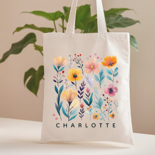 Custom Floral Tote Gift for Mum, Bridesmaid Gift Bag