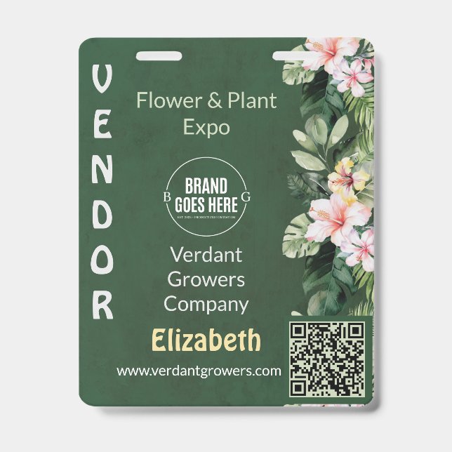 Custom Floral Trade Show Event Name ID Badge (Front)