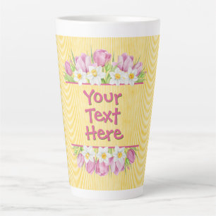 Custom Floral Tulip and Daffodil Latte Mug