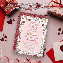 Custom Floral Valentine Day Bridal Shower Party