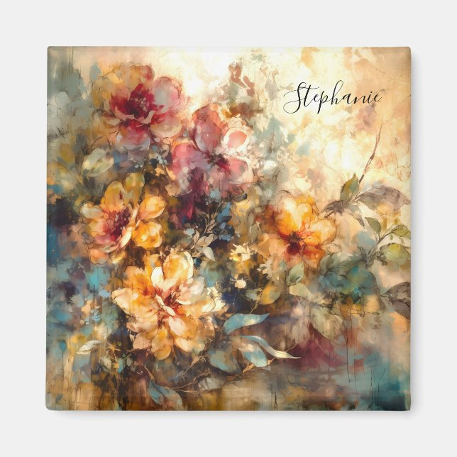 Custom Floral Watercolor Magnet (Front)