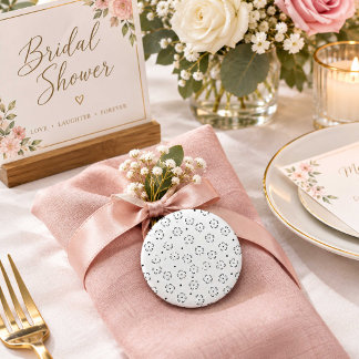 Custom Floral Wedding Buttons | Bridal Party