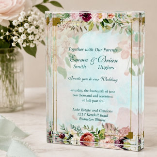 Custom Floral Wedding Invitation customisable Photo Block