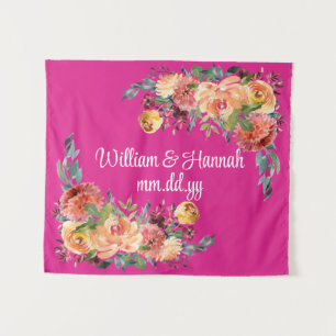 Custom Floral Wedding Reception Photo Booth Prop Tapestry