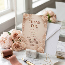 Custom Floral Wedding Thank You Card | Elegant Blu