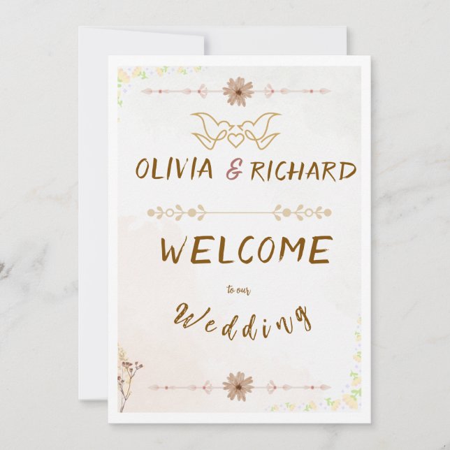 Custom Floral Wedding Welcome Sign Invitation (Front)