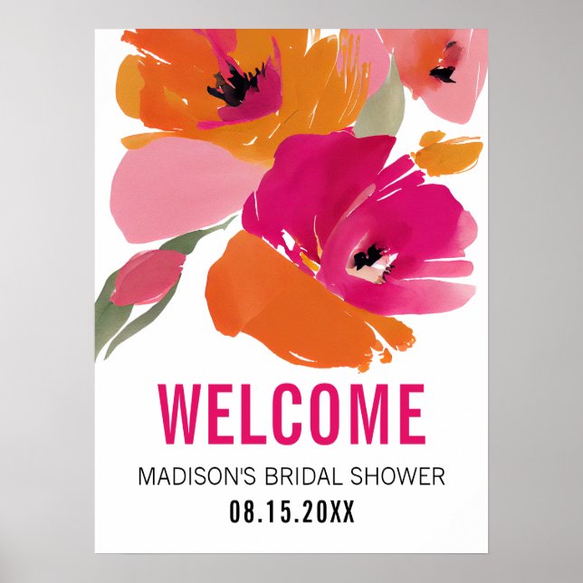 Custom Floral Welcome Bridal Shower Sign (Front)