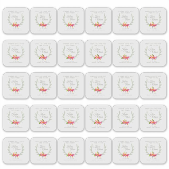 Custom Floral Wreath Wedding Sanitizer Hand Gel (Front)