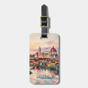 Custom Florence Duomo Cathedral Watercolor Skyline Luggage Tag