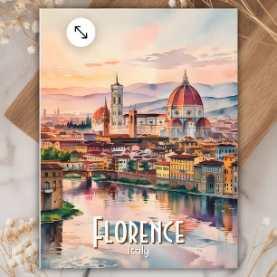 Custom Florence Duomo Cathedral Watercolor Skyline Postcard