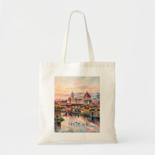 Custom Florence Duomo Cathedral Watercolor Skyline Tote Bag