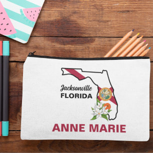 Custom Florida Flag State Flower Orange Blossom Accessory Pouch
