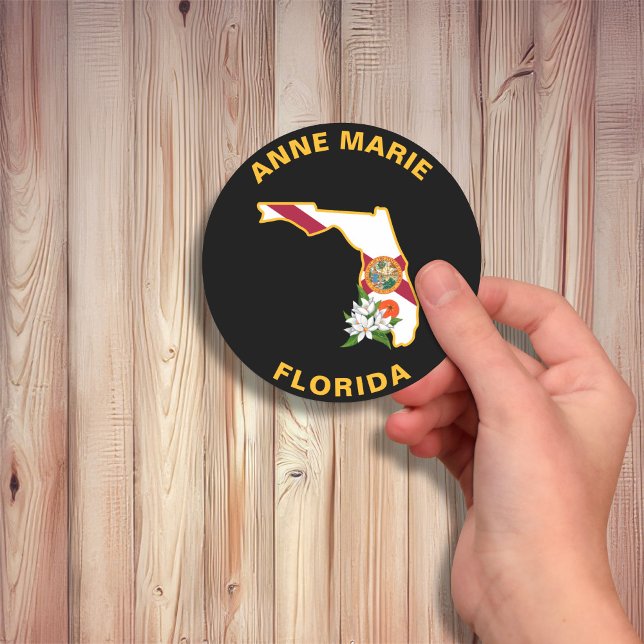 Custom Florida Flag State Flower Orange Blossom Classic Round Sticker (Creator Uploaded)
