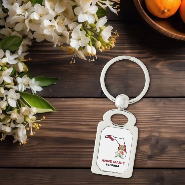 Custom Florida Flag State Flower Orange Blossom Key Ring (Creator Uploaded)
