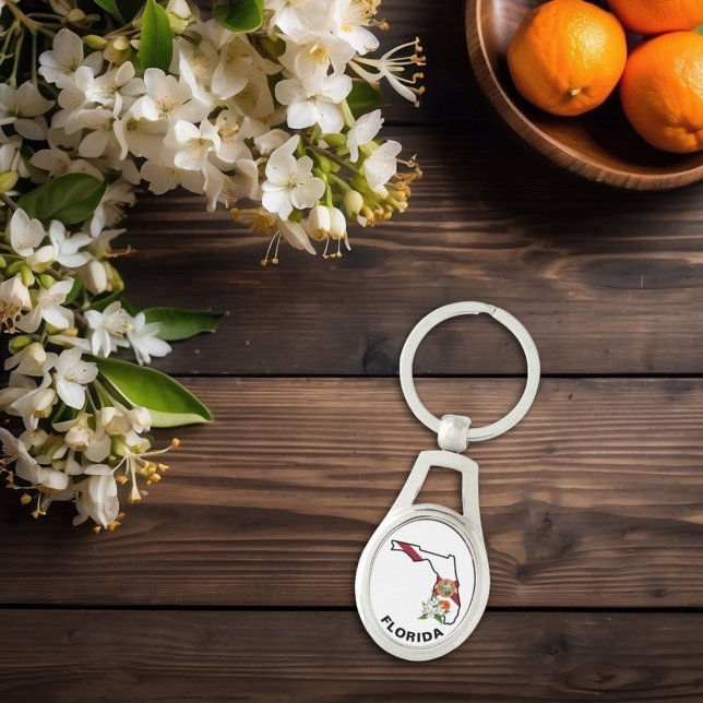 Custom Florida Flag State Flower Orange Blossom Key Ring (Creator Uploaded)