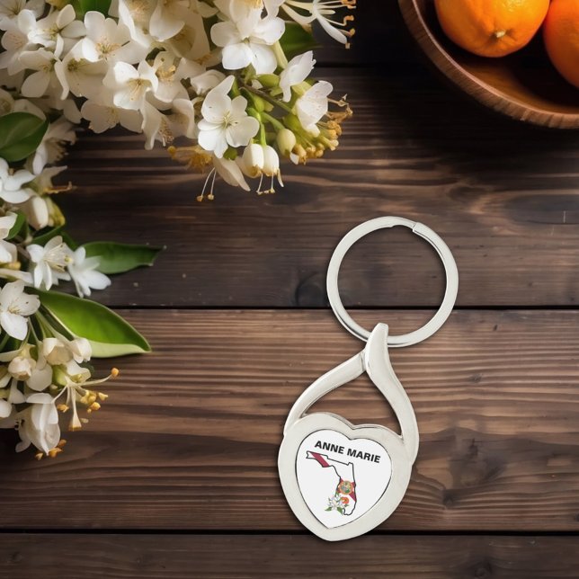 Custom Florida Flag State Flower Orange Blossom Key Ring (Creator Uploaded)